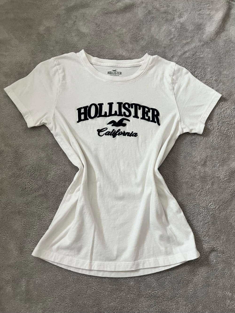 Hollister White Tee with navy California Logo